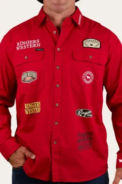 Chute Boss Mens Full Button Work Shirt - Dark Red