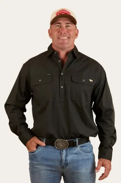 Condor Mens Half Button Work Shirt - Charcoal