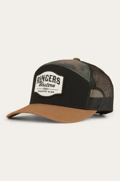Country Club 7 Panel Cap - Black / Camo