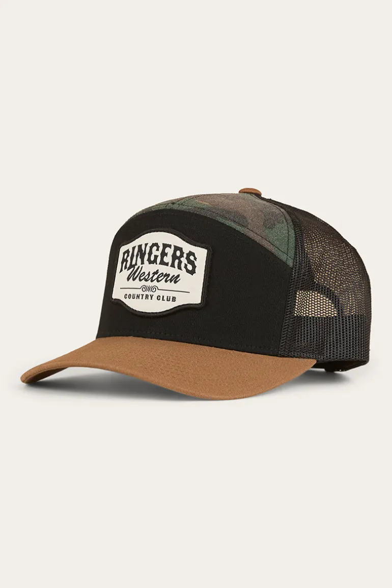 Country Club 7 Panel Cap - Black / Camo