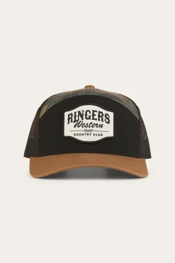 Country Club 7 Panel Cap - Black / Camo