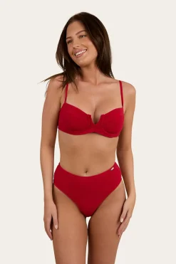 Country Sunset Textured Underwire Bikini Top - Red