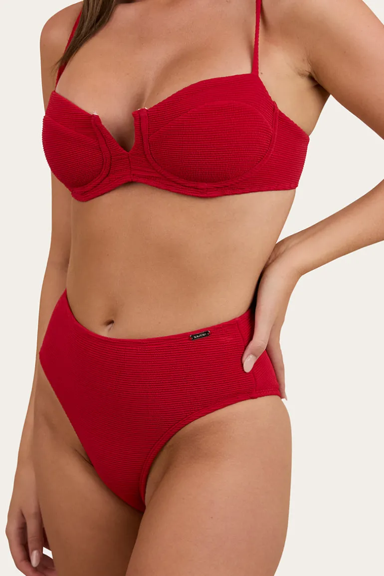 Country Sunset Textured Underwire Bikini Top - Red