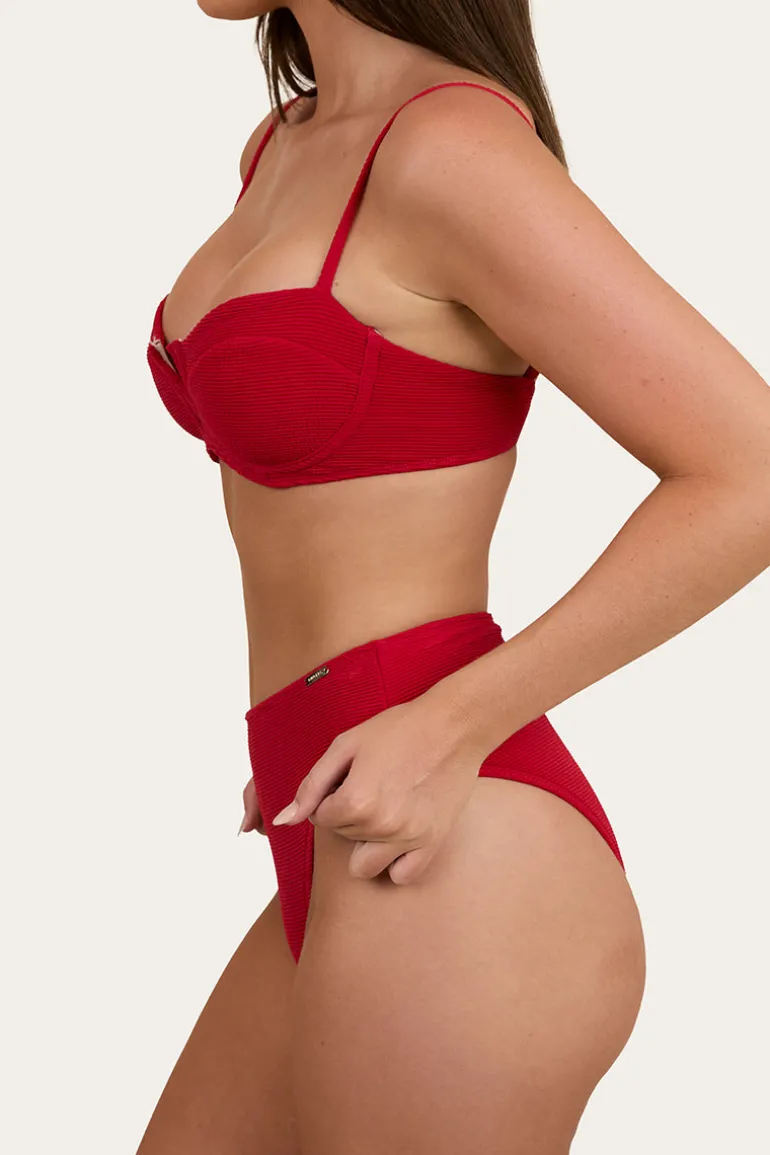Country Sunset Textured Underwire Bikini Top - Red