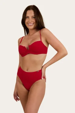 Country Sunset Textured Underwire Bikini Top - Red