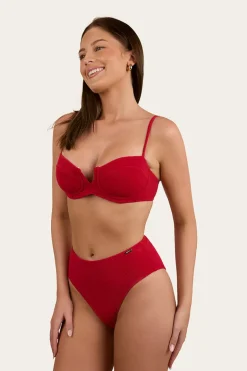 Country Sunset Textured Underwire Bikini Top - Red