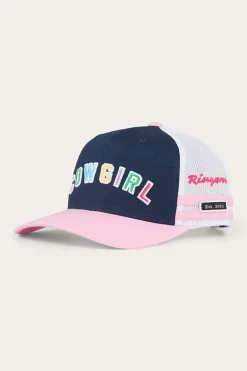 Cowgirl Kids Trucker Cap - Navy/Pastel Pink