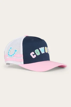 Cowgirl Kids Trucker Cap - Navy/Pastel Pink