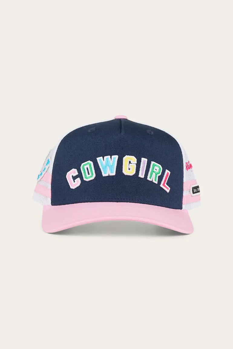Cowgirl Kids Trucker Cap - Navy/Pastel Pink