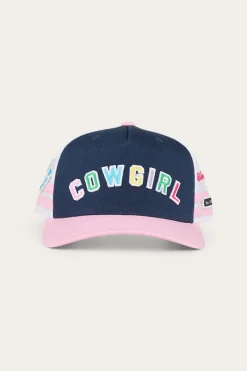 Cowgirl Kids Trucker Cap - Navy/Pastel Pink
