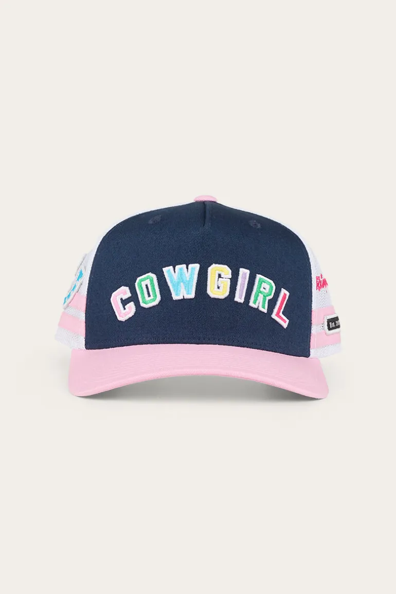 Cowgirl Kids Trucker Cap - Navy/Pastel Pink