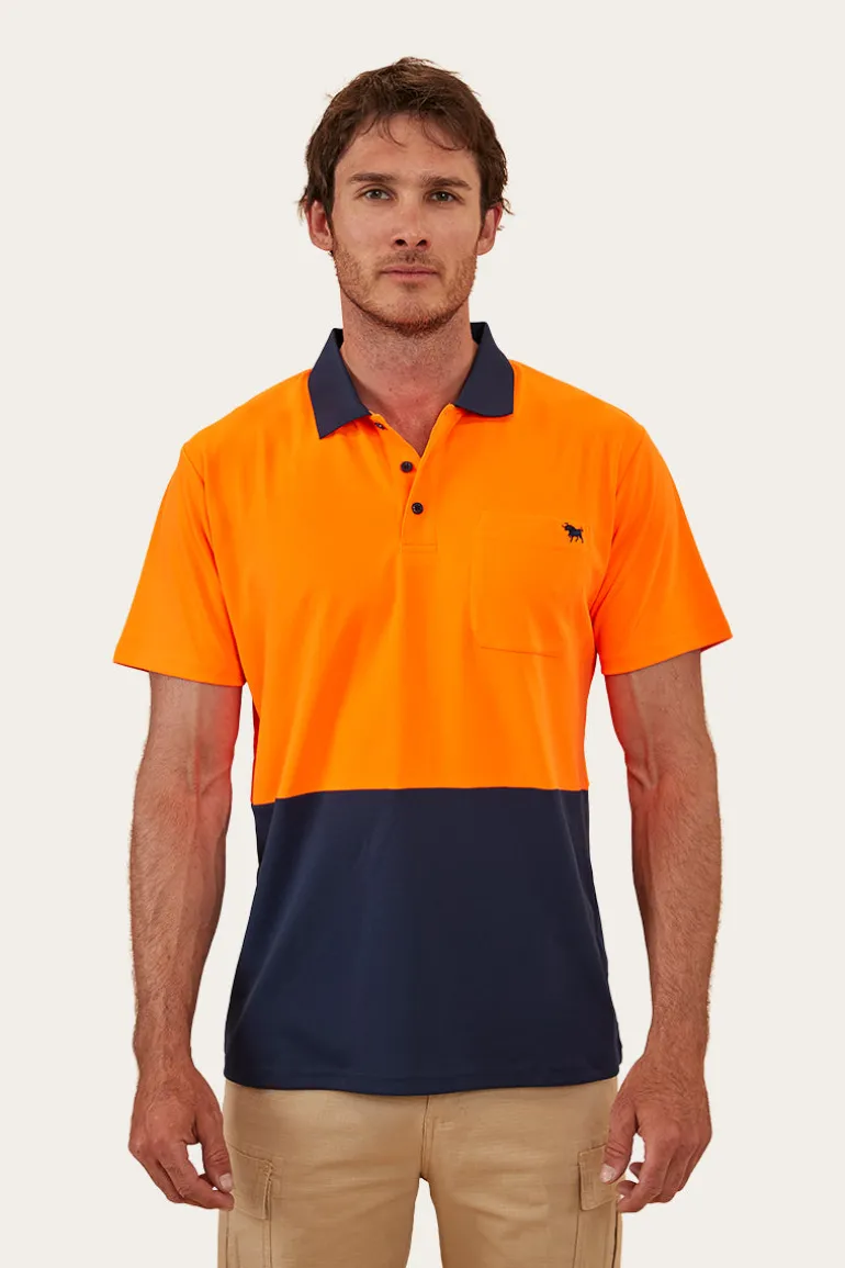 Crossroad Mens Hi-Vis Polo - Neon Orange Red