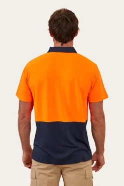 Crossroad Mens Hi-Vis Polo - Neon Orange Red