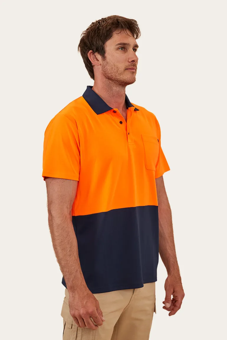 Crossroad Mens Hi-Vis Polo - Neon Orange Red