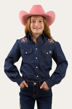 Dahlia Kids Denim Western Shirt - Classic Blue