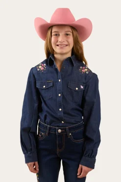 Dahlia Kids Denim Western Shirt - Classic Blue