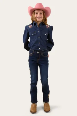 Dahlia Kids Denim Western Shirt - Classic Blue