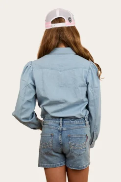 Dahlia Kids Denim Western Shirt - Light Blue