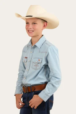Darby Kids Denim Western Shirt - Vintage Light Blue