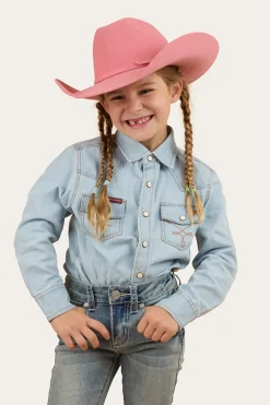 Darby Kids Denim Western Shirt - Vintage Light Blue