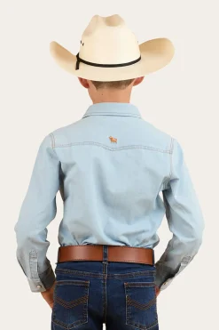 Darby Kids Denim Western Shirt - Vintage Light Blue