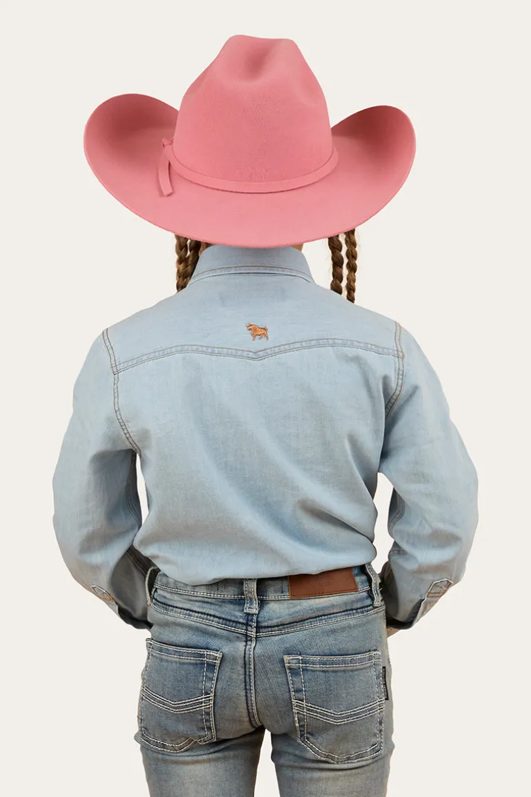 Darby Kids Denim Western Shirt - Vintage Light Blue