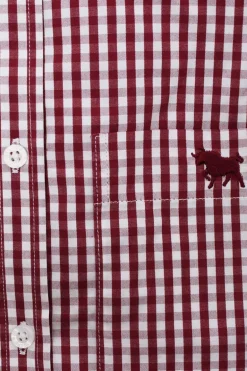 Davidson Womens Gingham Dress Shirt - Burgundy