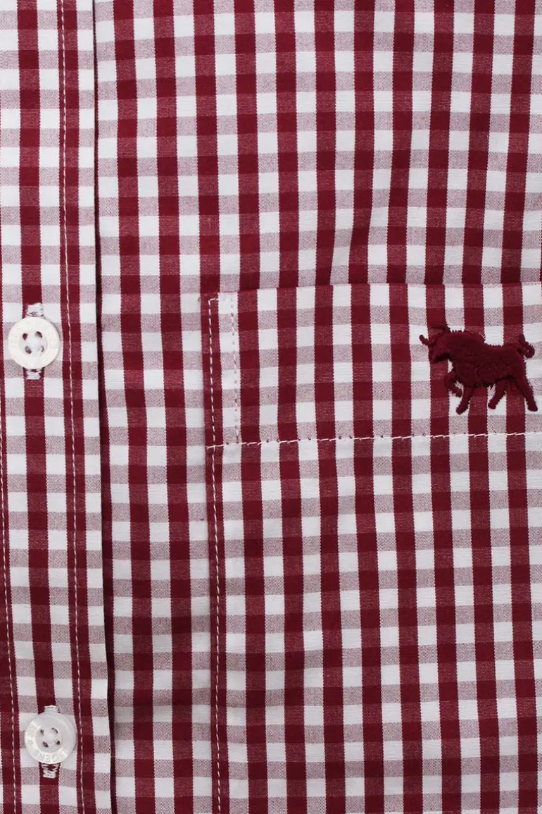 Davidson Womens Gingham Dress Shirt - Burgundy