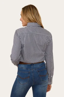 Davidson Womens Gingham Dress Shirt - Navy