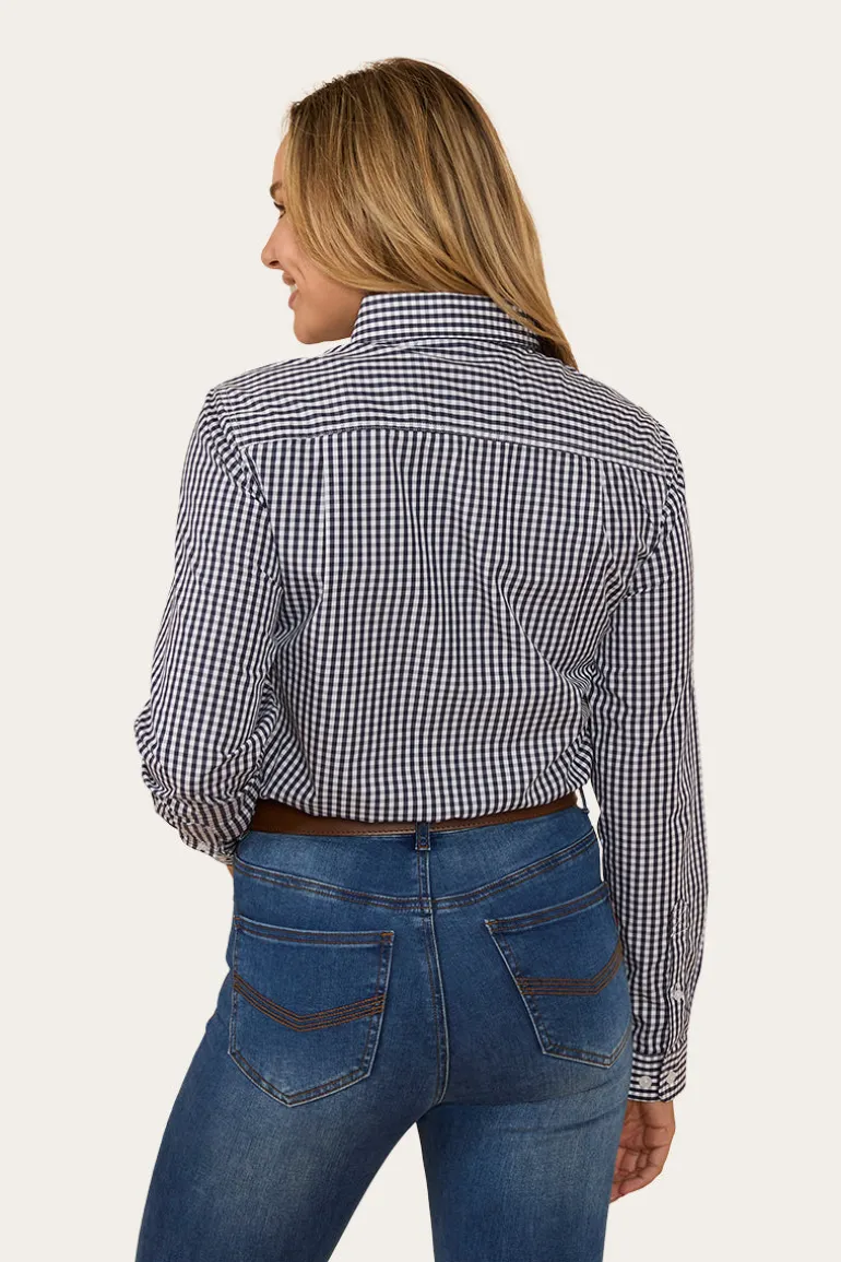 Davidson Womens Gingham Dress Shirt - Navy