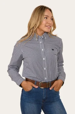 Davidson Womens Gingham Dress Shirt - Navy