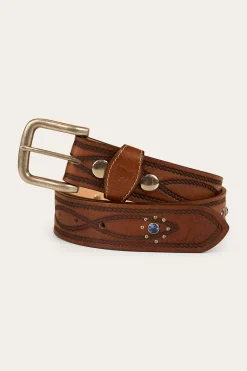 Diamond T Belt - Tan / Silver