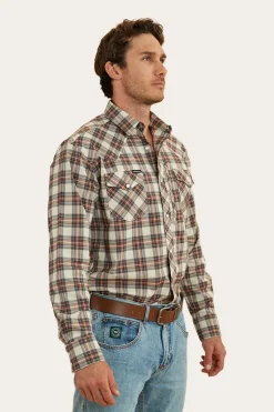 Dillinger Mens Western Shirt - Dark Sand