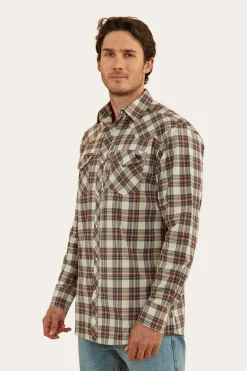 Dillinger Mens Western Shirt - Dark Sand