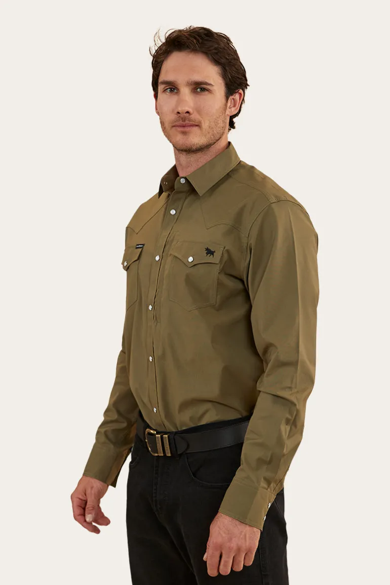Dillinger Mens Western Shirt - Military Green