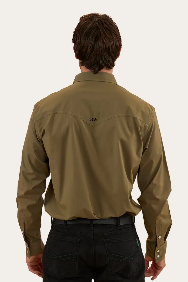 Dillinger Mens Western Shirt - Military Green