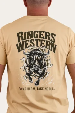 Do No Harm Take No Bull Mens Loose Fit T Shirt - Dark Sand
