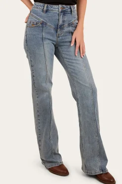 Edith Womens High Rise Bootleg Jean - Light Wash Blue