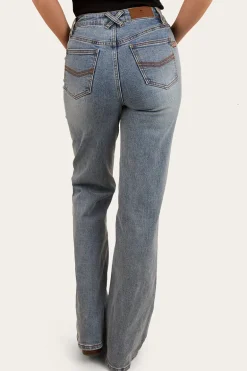 Edith Womens High Rise Bootleg Jean - Light Wash Blue