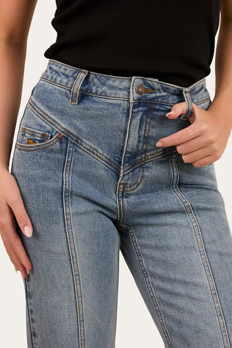 Edith Womens High Rise Bootleg Jean - Light Wash Blue