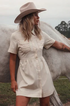 Eloise Womens Shirt Dress - Off White