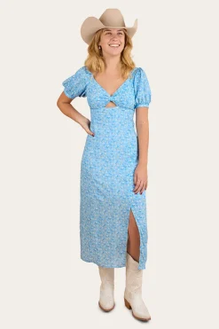 Evelyn Womens Midi Dress - Blue