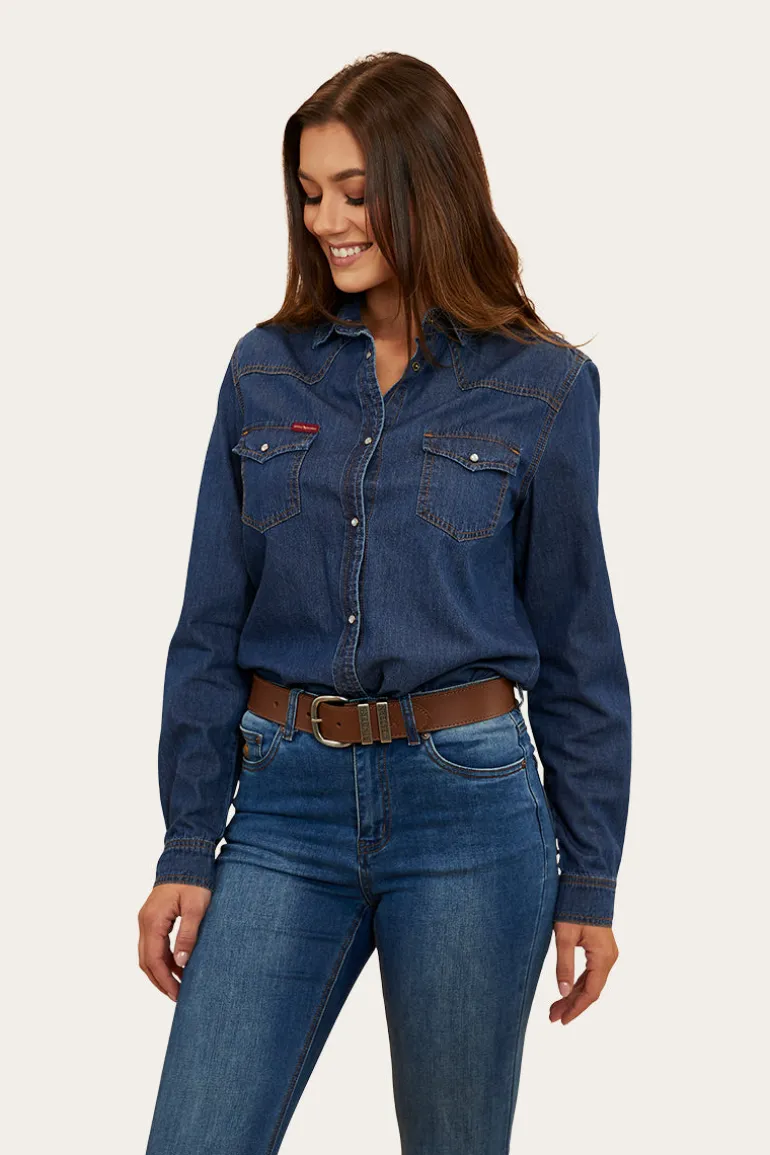 Everleigh Womens Denim Shirt - Classic Blue