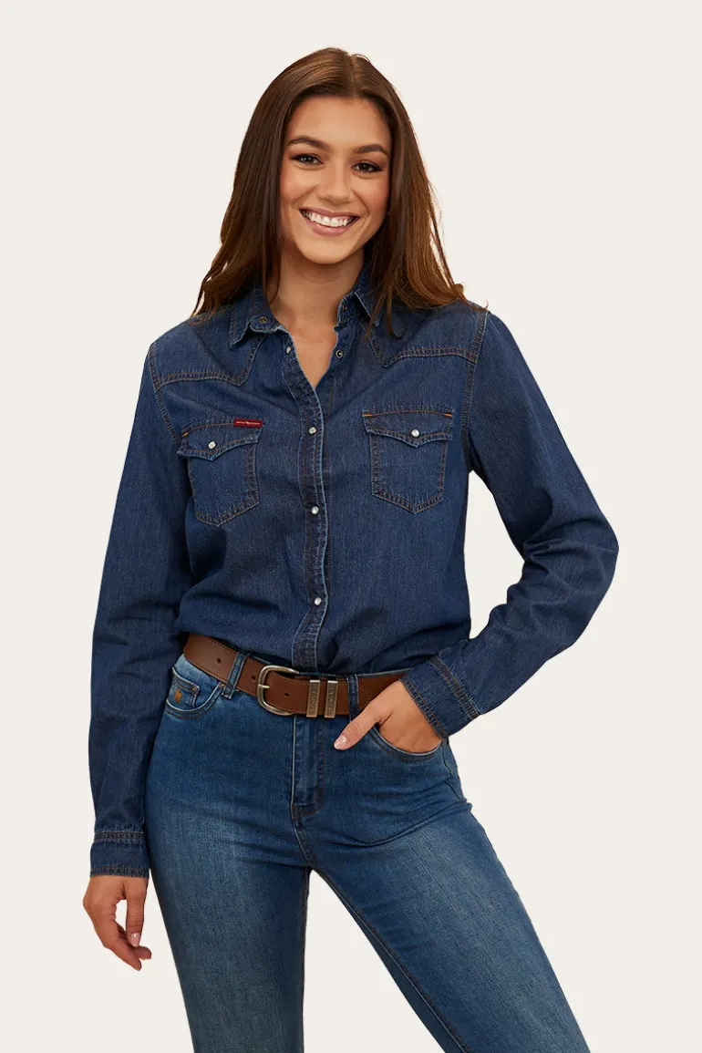 Everleigh Womens Denim Shirt - Classic Blue
