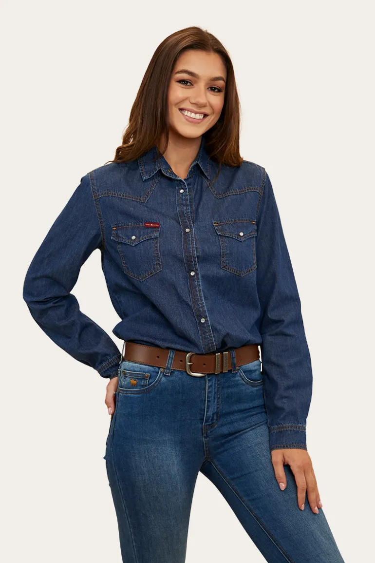 Everleigh Womens Denim Shirt - Classic Blue