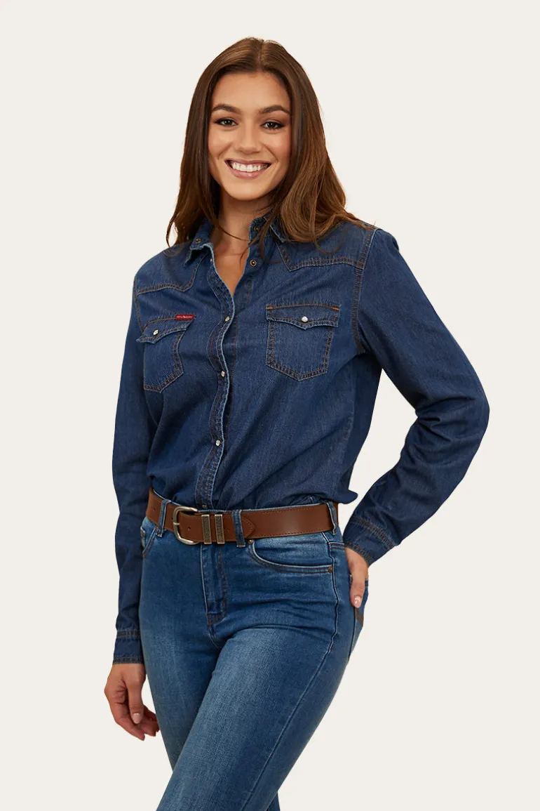 Everleigh Womens Denim Shirt - Classic Blue