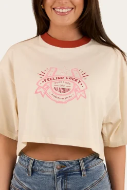 Feeling Lucky Cropped Oversized T-Shirt - Off White