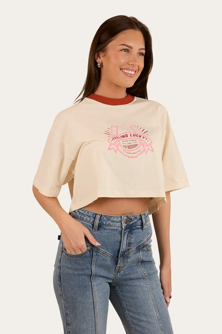Feeling Lucky Cropped Oversized T-Shirt - Off White