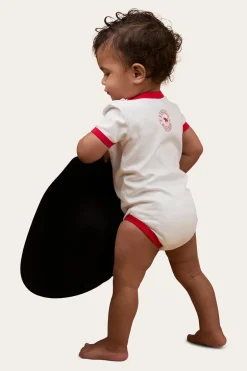First Rodeo Babies Short Sleeve Romper - Off White / Red