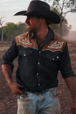 Franklin Mens Western Shirt - Charcoal